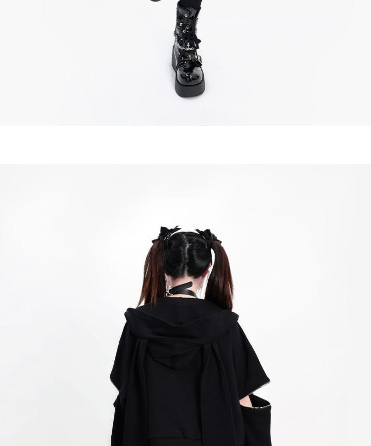 Rabbit Ear Accent Buckled Zip-Up Hoodie Product Image