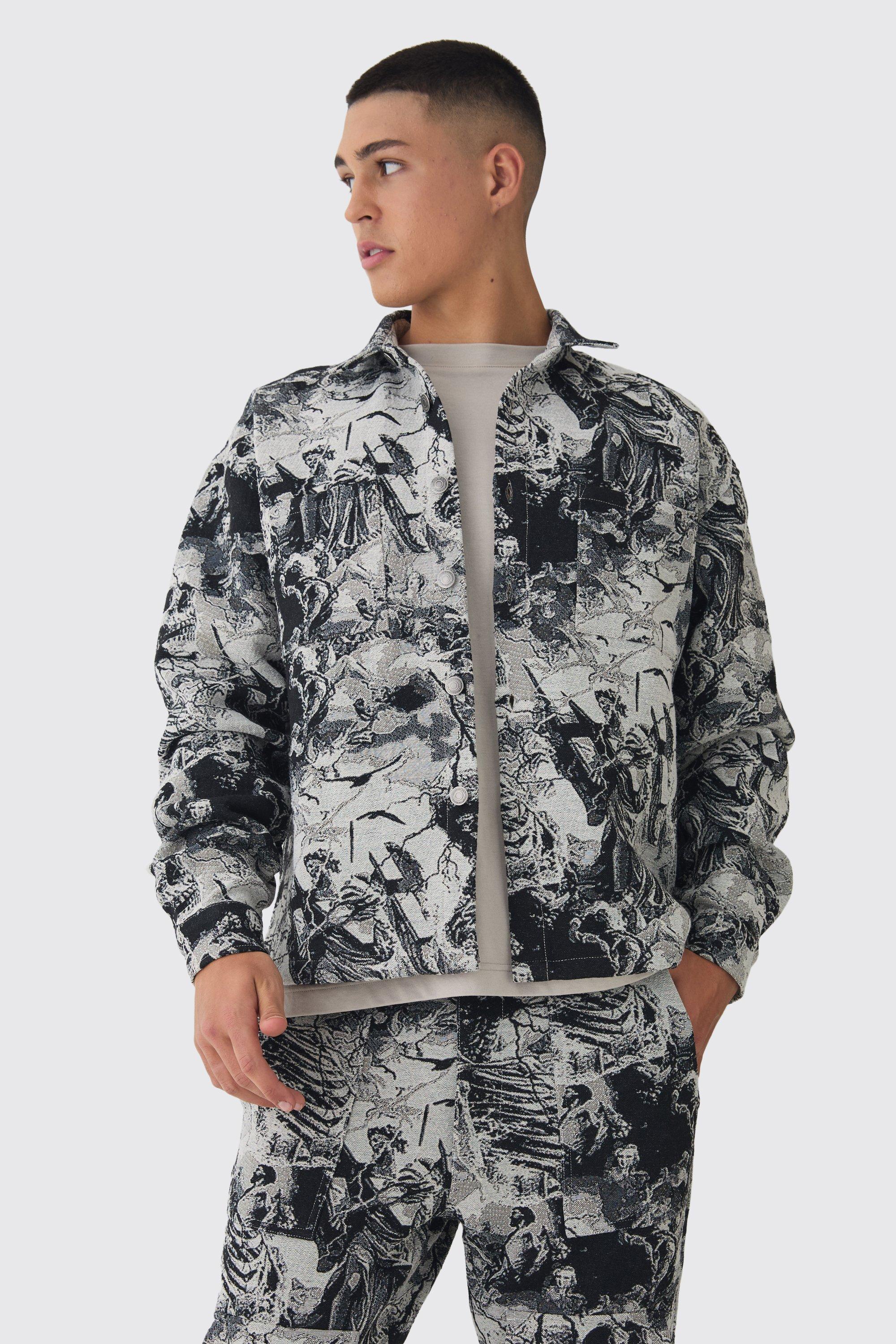 Oversized Tapestry Skull Overshirt | boohooMAN USA Product Image