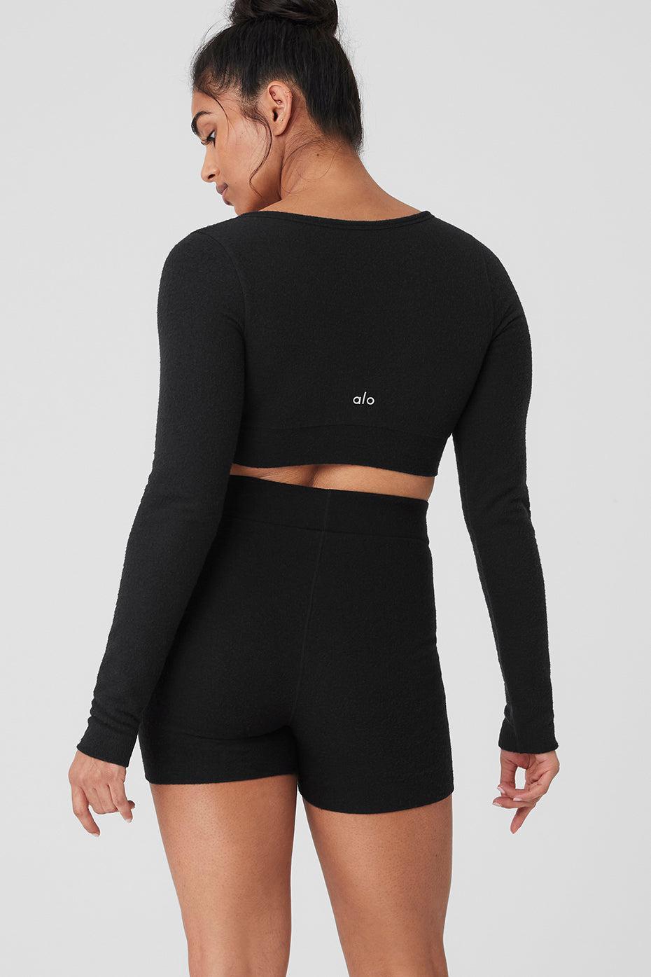 Alolux Cropped Me Time Cardigan - Black Product Image