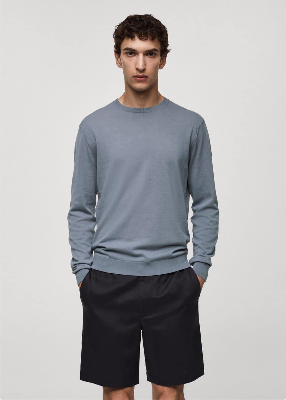 MANGO MAN - 100% cotton fine-knit sweater china blueMen Product Image