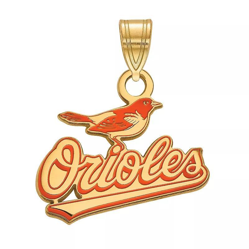 LogoArt Sterling Silver Baltimore Orioles Enamel Pendant, Womens Gold Tone Product Image