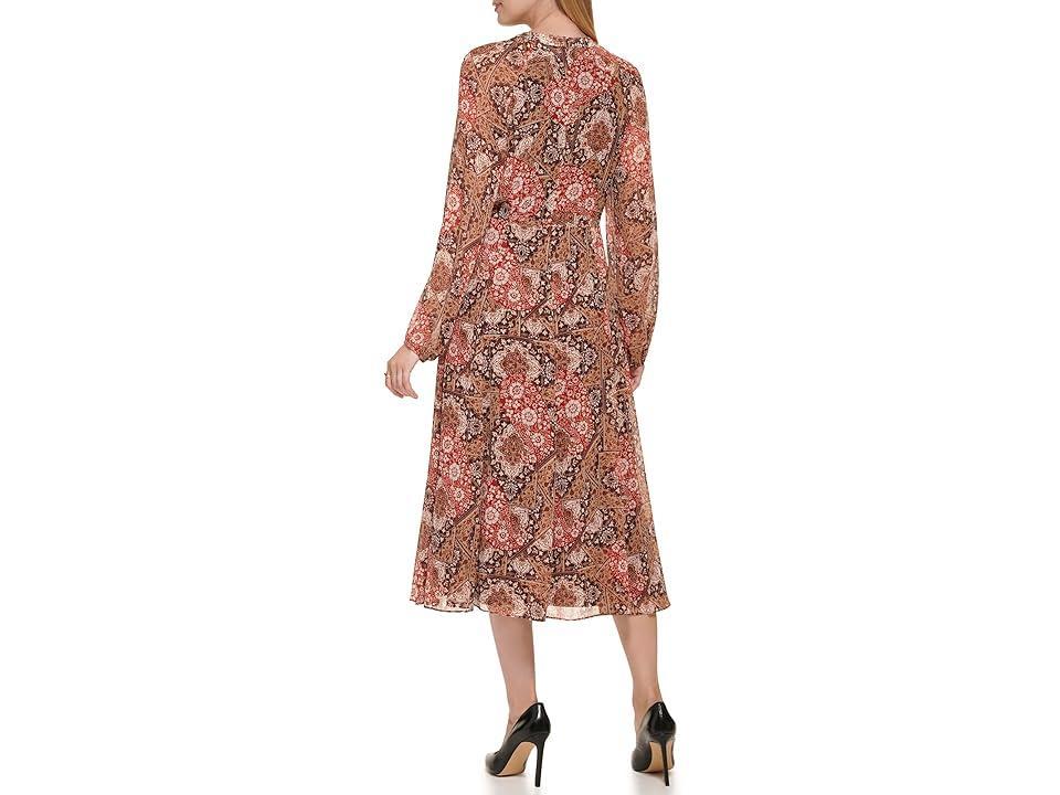 Tommy Hilfiger Tapestry Paisley Dress (Tannin Multi) Women's Dress Product Image