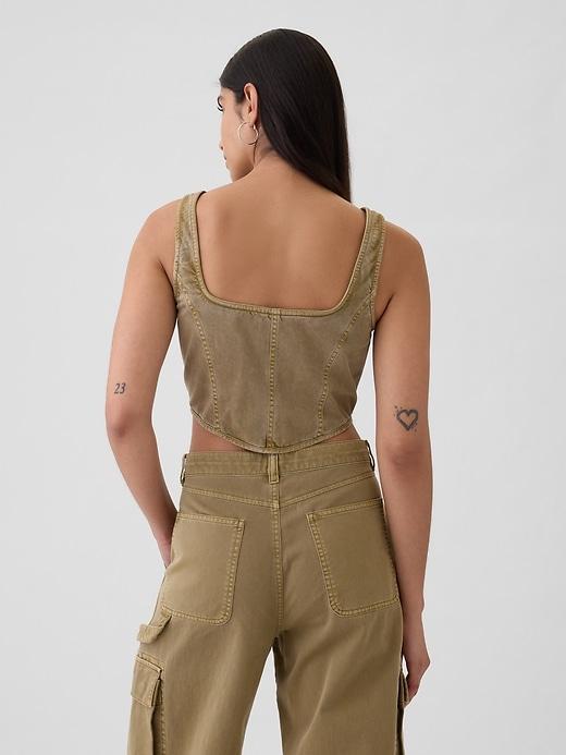 Structured Twill Cropped Corset Tank Product Image