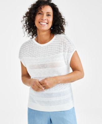 Women's Fine-Gauge Mixed-Stitch Dolman-Sleeve Sweater, Created for Macy's Product Image