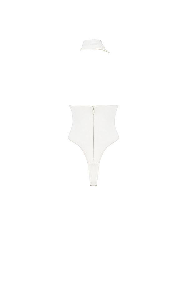 Farrah Ivory Satin Wrap Neck Bodysuit Product Image