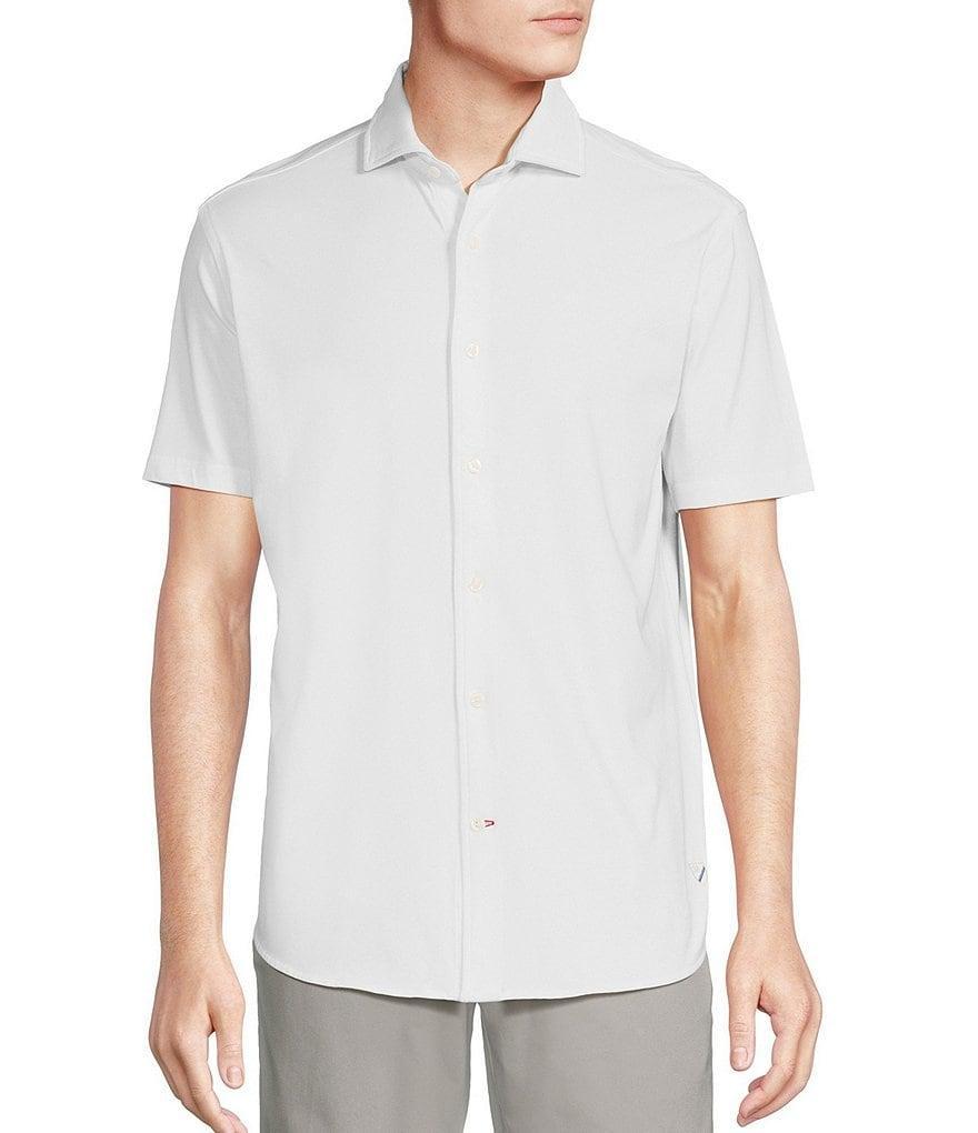 Cremieux Blue Label Stretch Jersey Solid Short Sleeve Coatfront Shirt Product Image