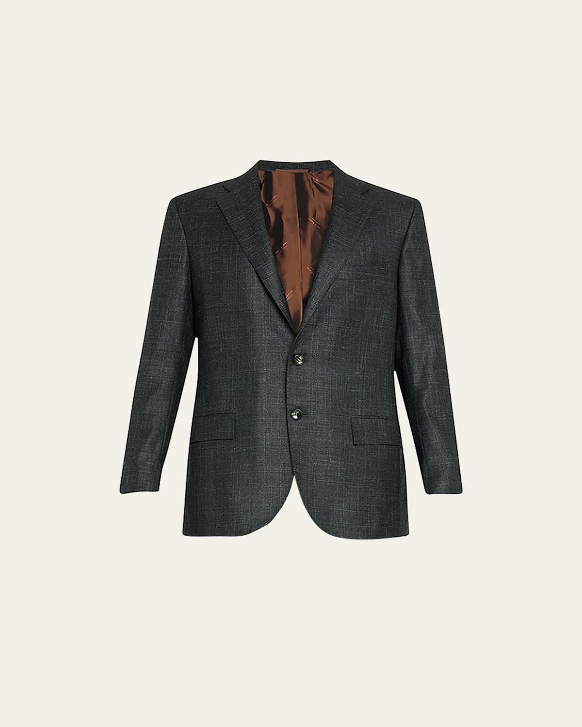 Mens Cashmere-Silk Plaid Suit Jacket Product Image