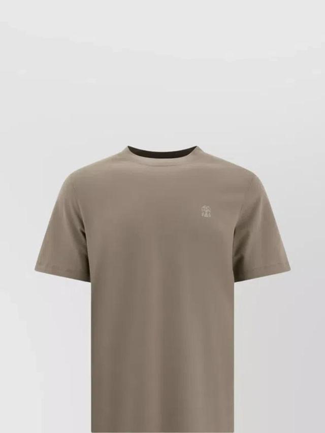 BRUNELLO CUCINELLI Logo Crew Neck T-shirt With Short Sleeves In Gray Product Image