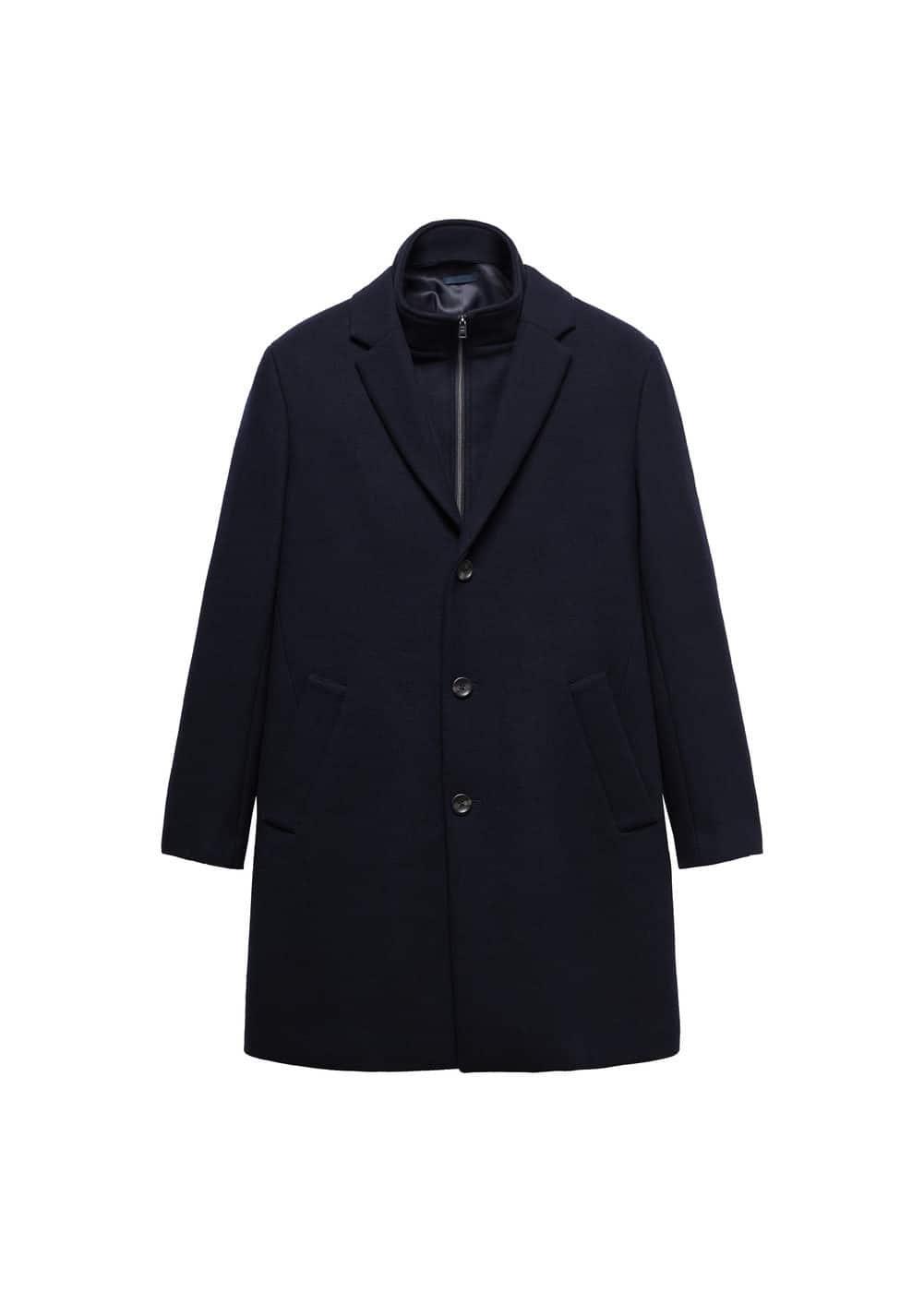 MANGO MAN - Wool coat with detachable collar dark navyMen Product Image