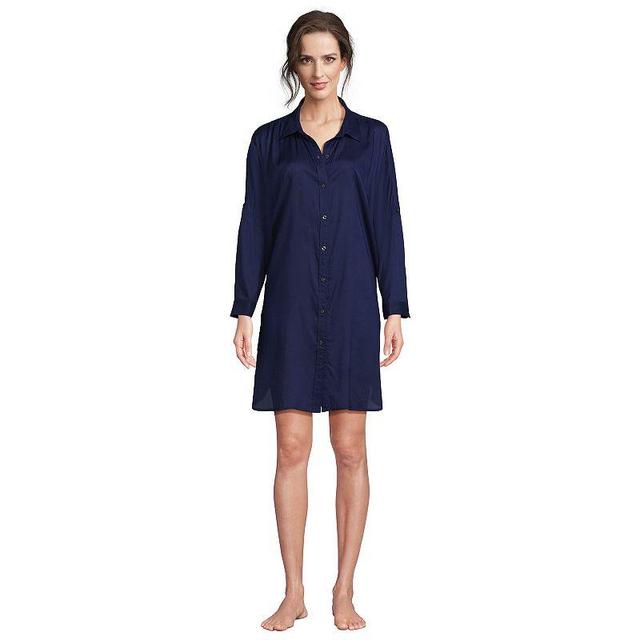 Womens Lands End Sheer Modal Oversized Button Front Swim Cover-Up Product Image