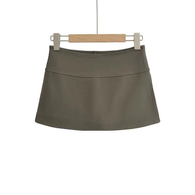 High Rise Plain A-Line Mini Skirt Product Image