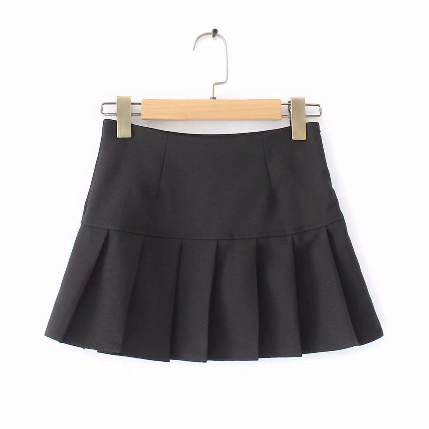 Pleated A-Line Mini Skirt Product Image