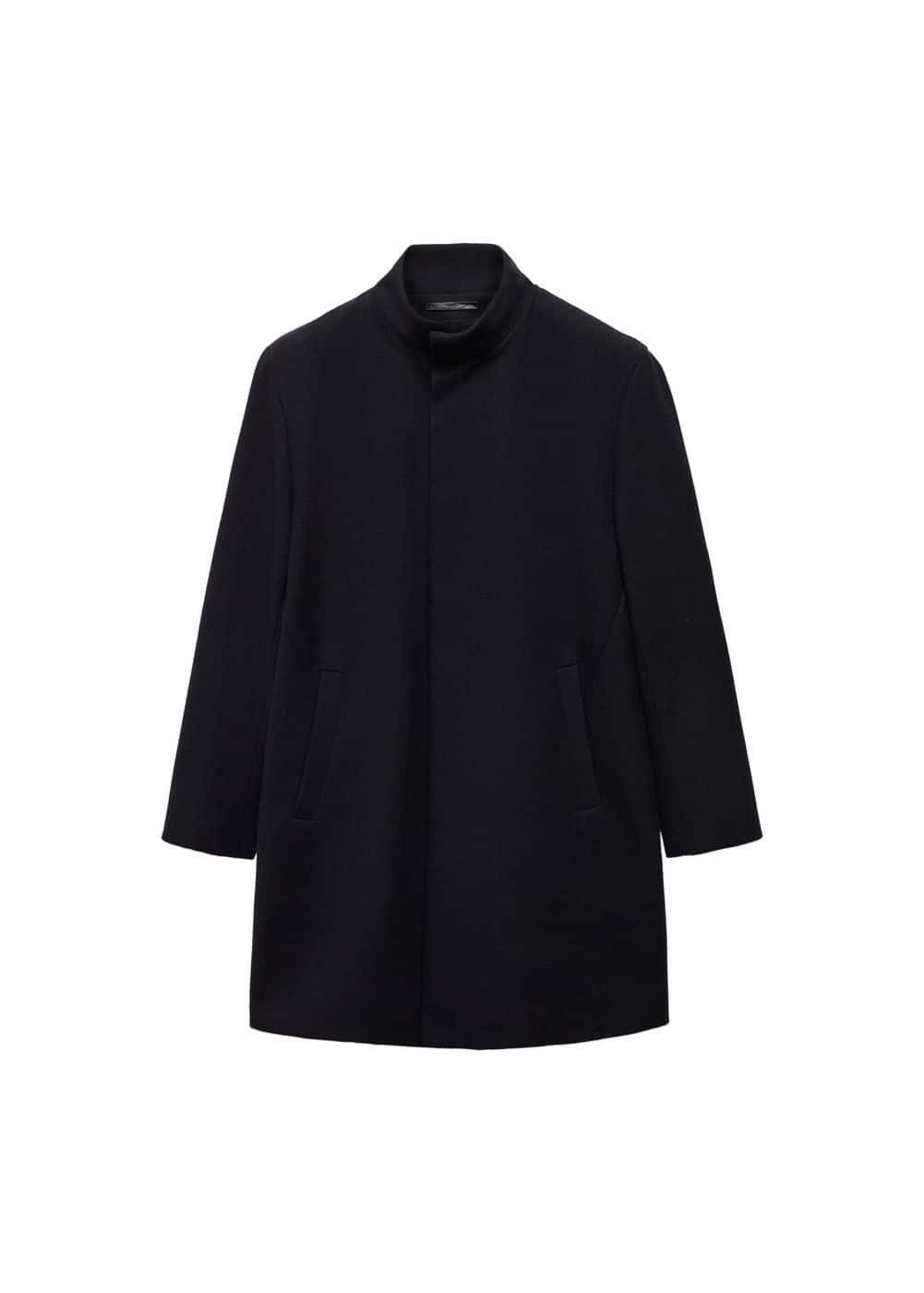 MANGO MAN - Wool funnel neck coat dark navyMen Product Image