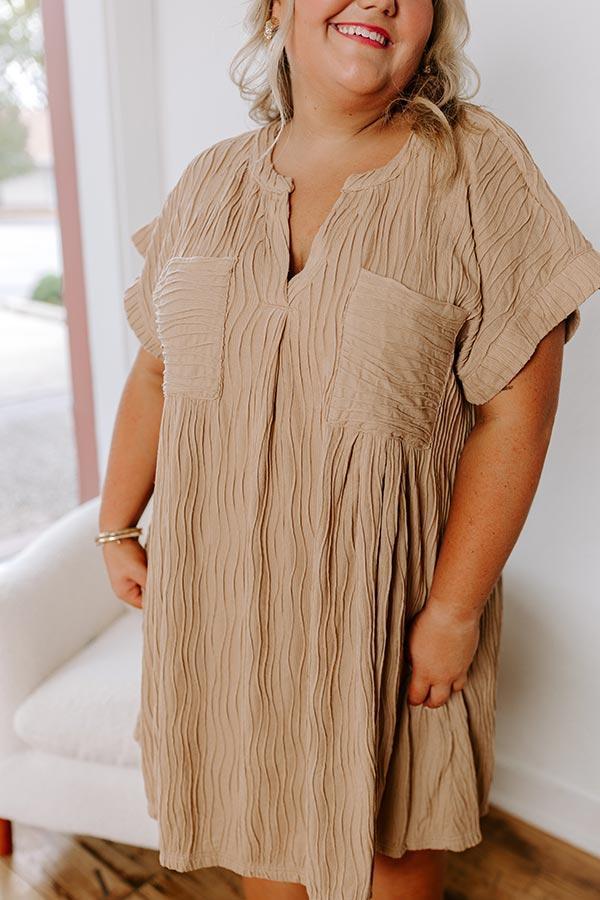 Long Weekend Wonderful Shift Dress In Warm Taupe Curves Product Image