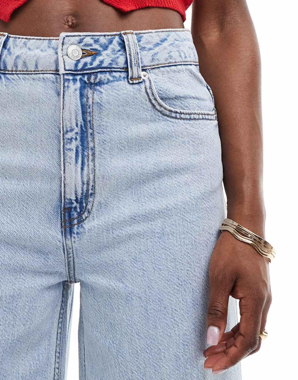 ASOS DESIGN soft wide leg jeans in light blue Product Image