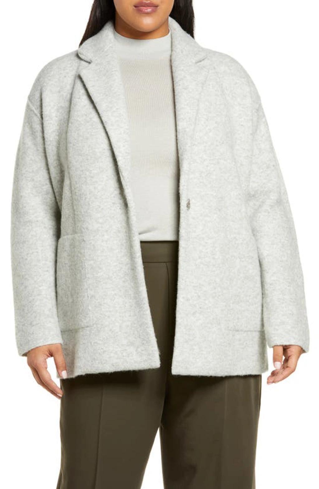 VINCE Oversize Sweater Knit Blazer In Grey Product Image