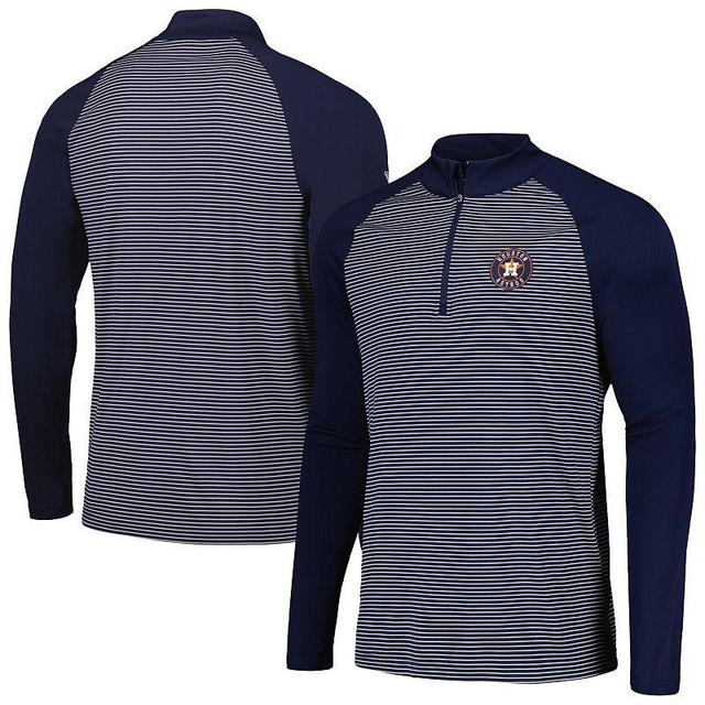 Mens Levelwear Houston Astros Charter Striped Raglan Quarter-Zip Top Blue Product Image