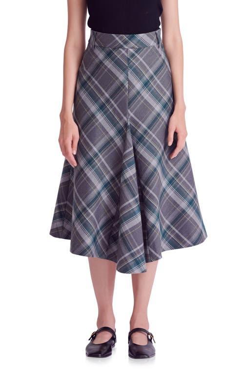 English Factory Plaid A-Line Midi Skirt Product Image