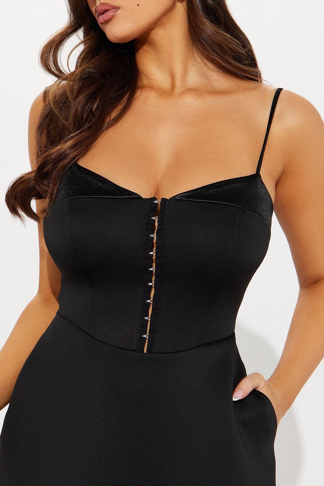 Yours Truly Corset Midi Dress - Black Product Image