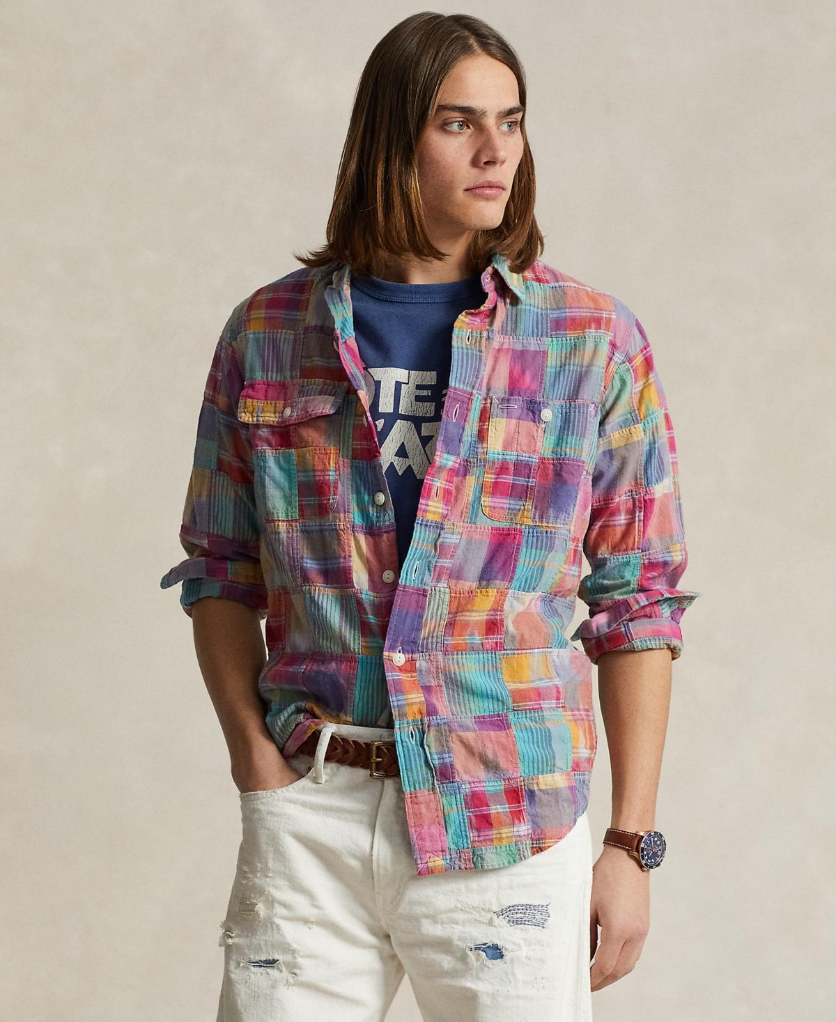 Mens Madras Patchwork Sport Shirt Product Image