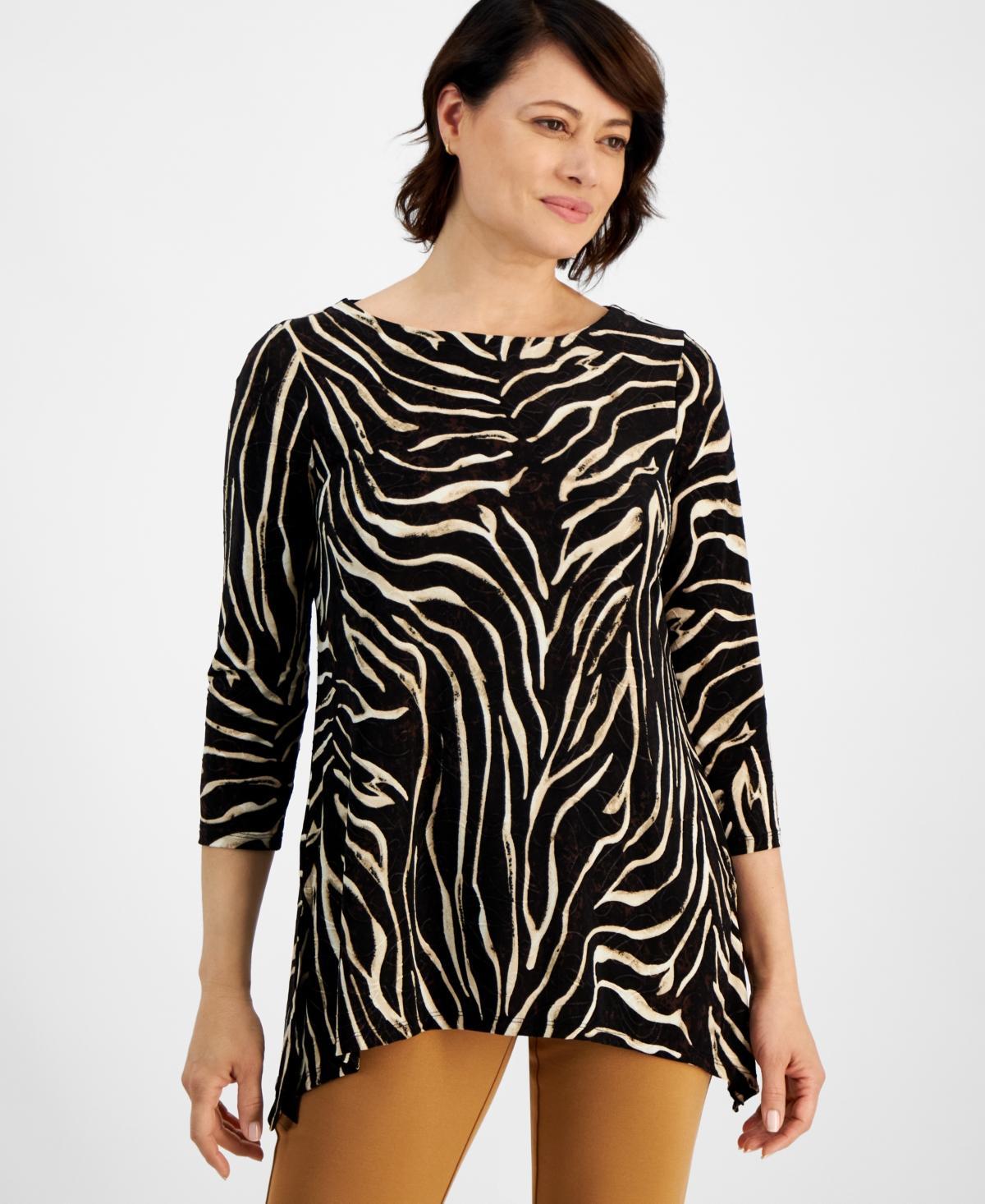 Jm Collection Womens Zebra Print Swing Jacquard Top, Created for Macys Product Image