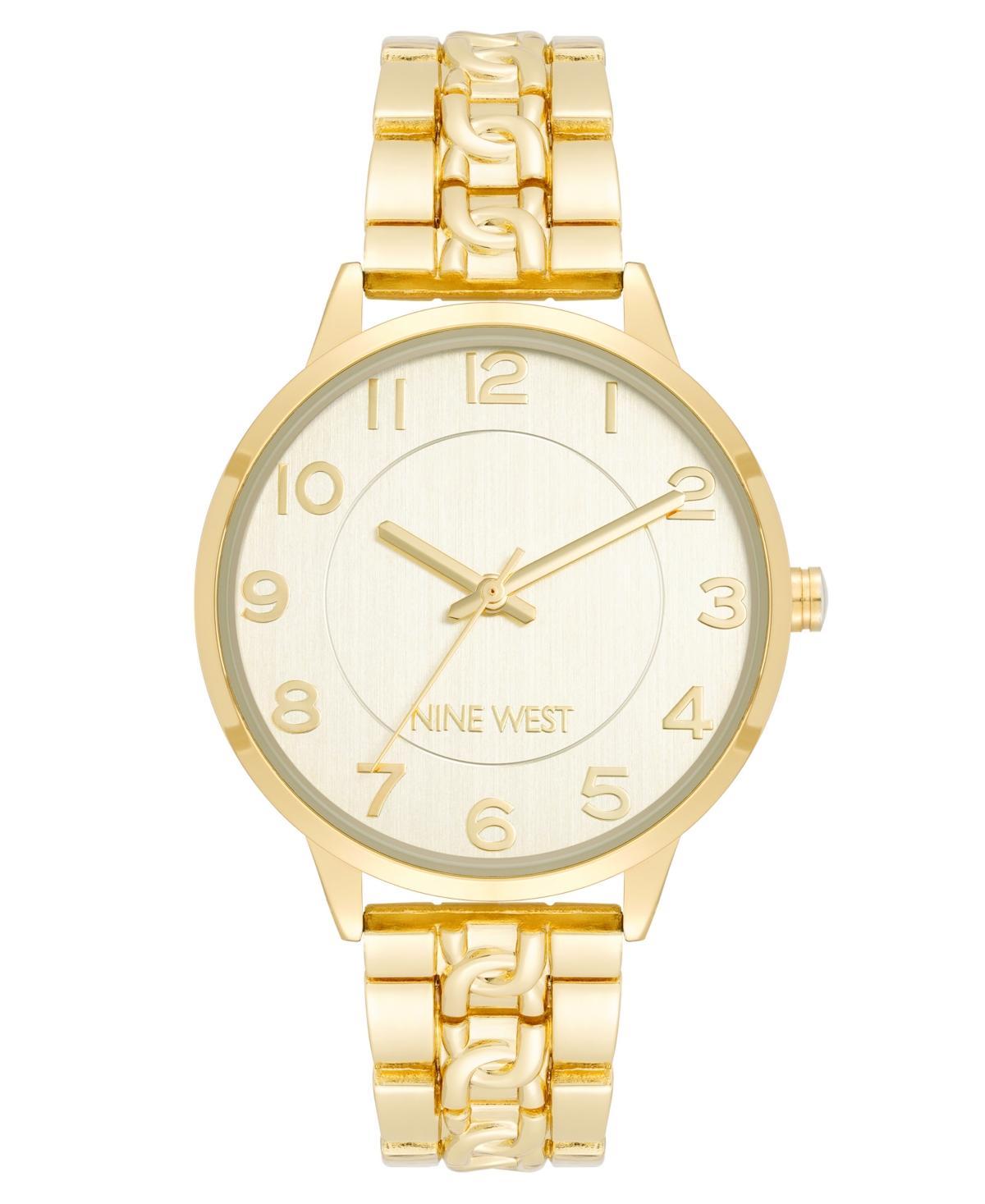 Nine West Womens Quartz Gold-Tone Alloy Link with Chain Design Bracelet Watch, 36.5mm - Gold-Tone Product Image