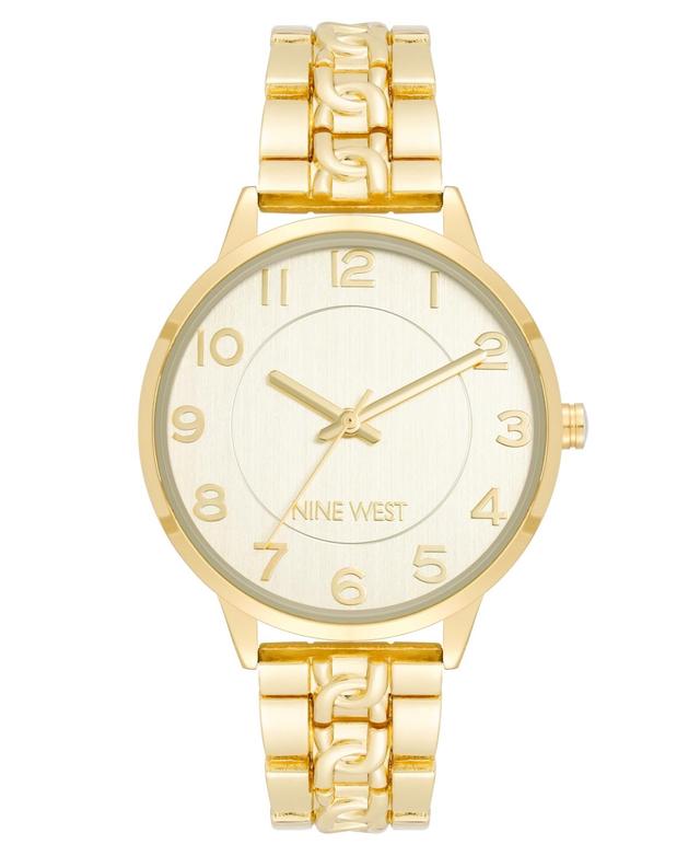 Nine West Womens Quartz Gold-Tone Alloy Link with Chain Design Bracelet Watch, 36.5mm - Gold-Tone Product Image