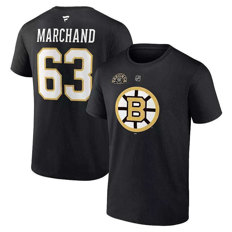 Mens Fanatics Branded Brad Marchand Boston Bruins Authentic Stack Name & Number T-Shirt Product Image