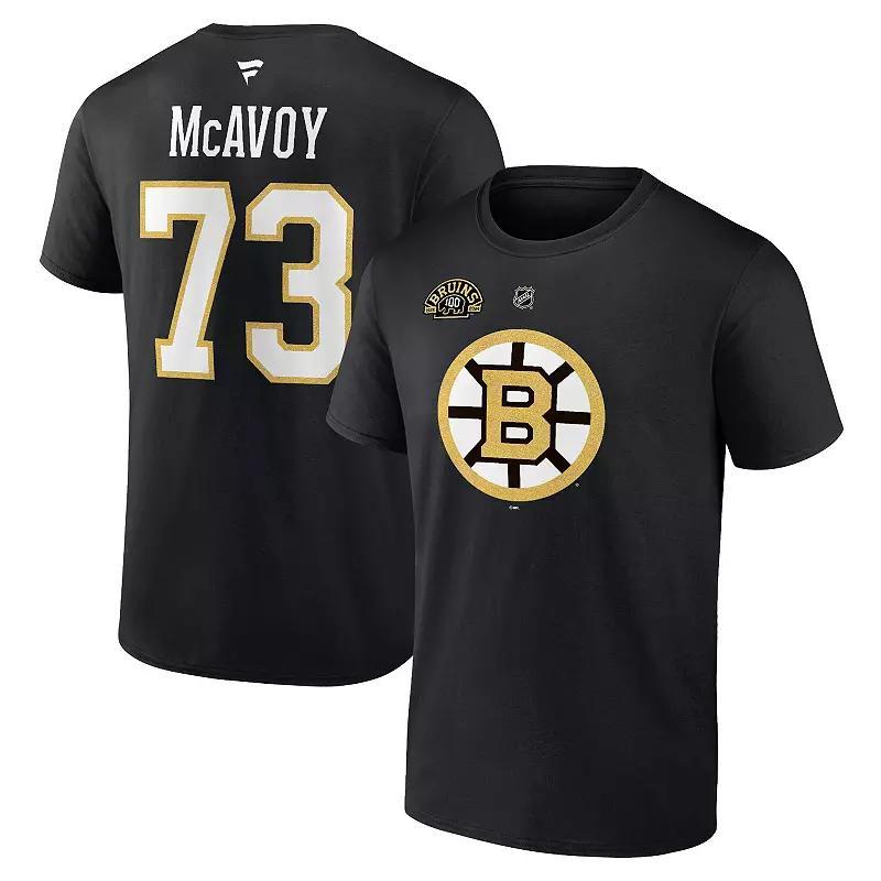 Mens Fanatics Branded Charlie McAvoy Boston Bruins Authentic Stack Name & Number T-Shirt Product Image