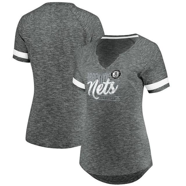 Womens Fanatics Branded Gray/White Brooklyn Nets Showtime Winning With Pride Notch Neck T-Shirt Product Image