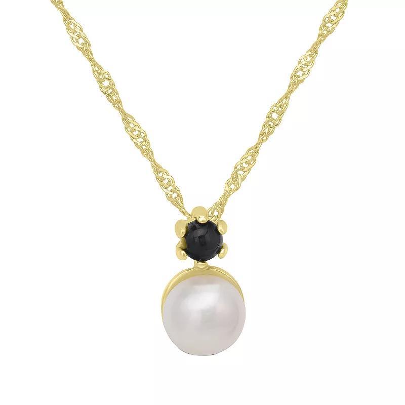 Gemistry 14k Gold over Sterling Silver Turquoise & Freshwater Cultured Pearl Pendant Necklace, Womens Gold Tone Product Image