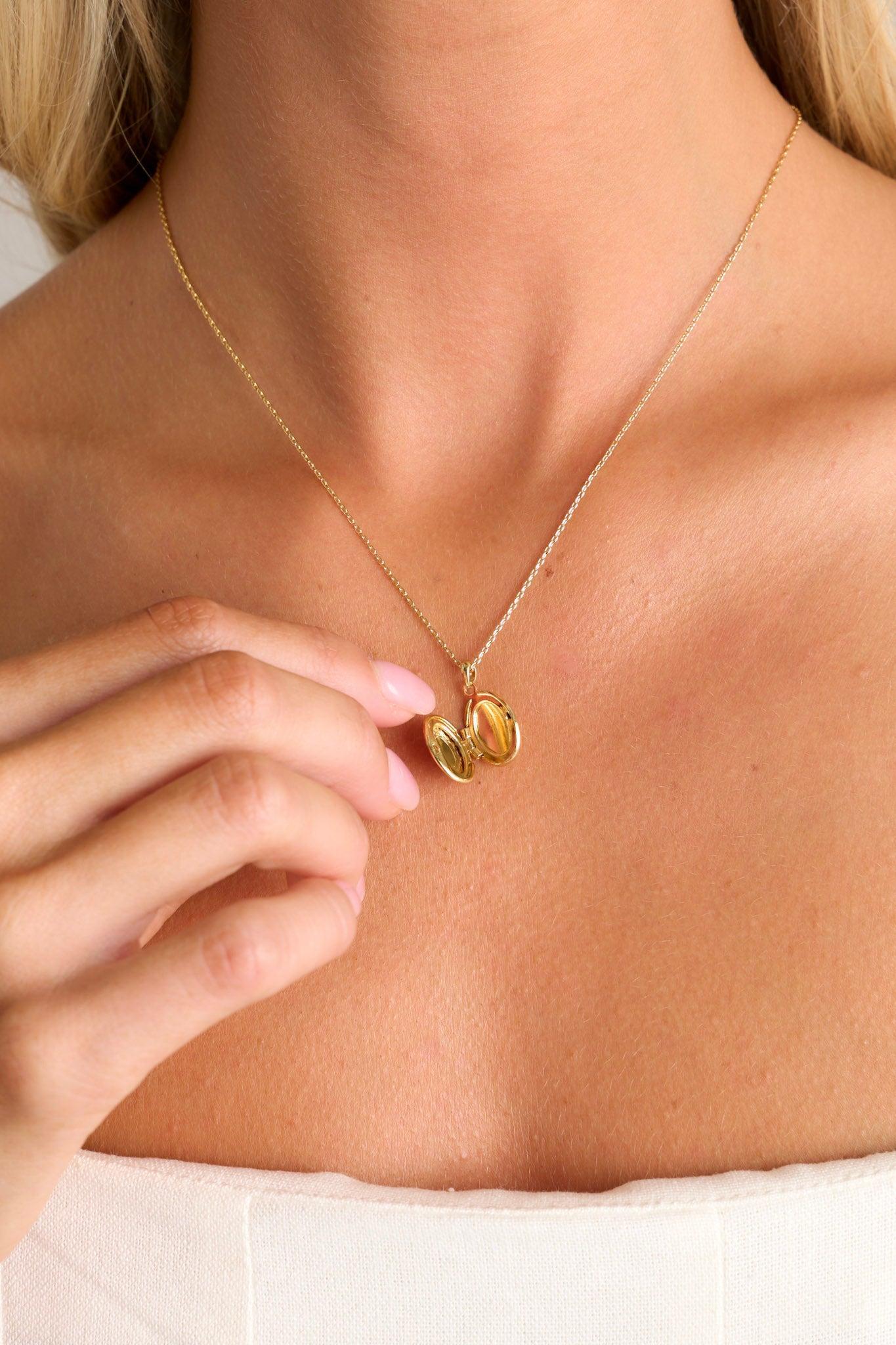 You're My Muse Gold Locket Necklace Product Image