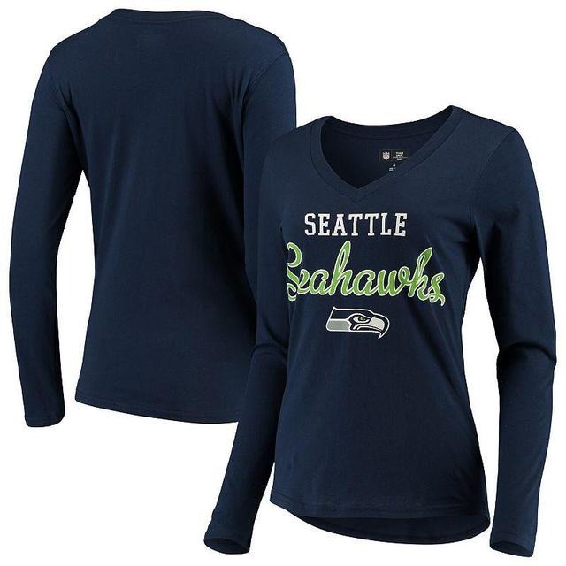 Womens G-III 4Her by Carl Banks Seattle Seahawks Post Season Long Sleeve V-Neck T-Shirt Blue Product Image