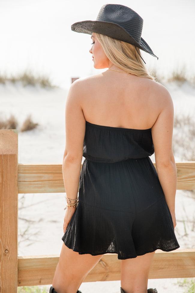 Settle Me Down Black Strapless Solid Romper Product Image