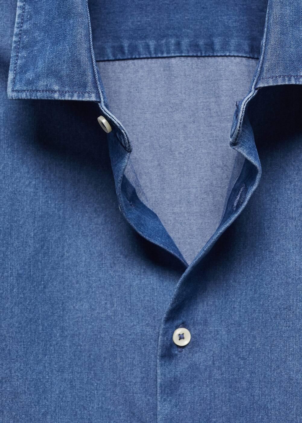 Mango Mens Regular-Fit Cotton Chambray Shirt Product Image