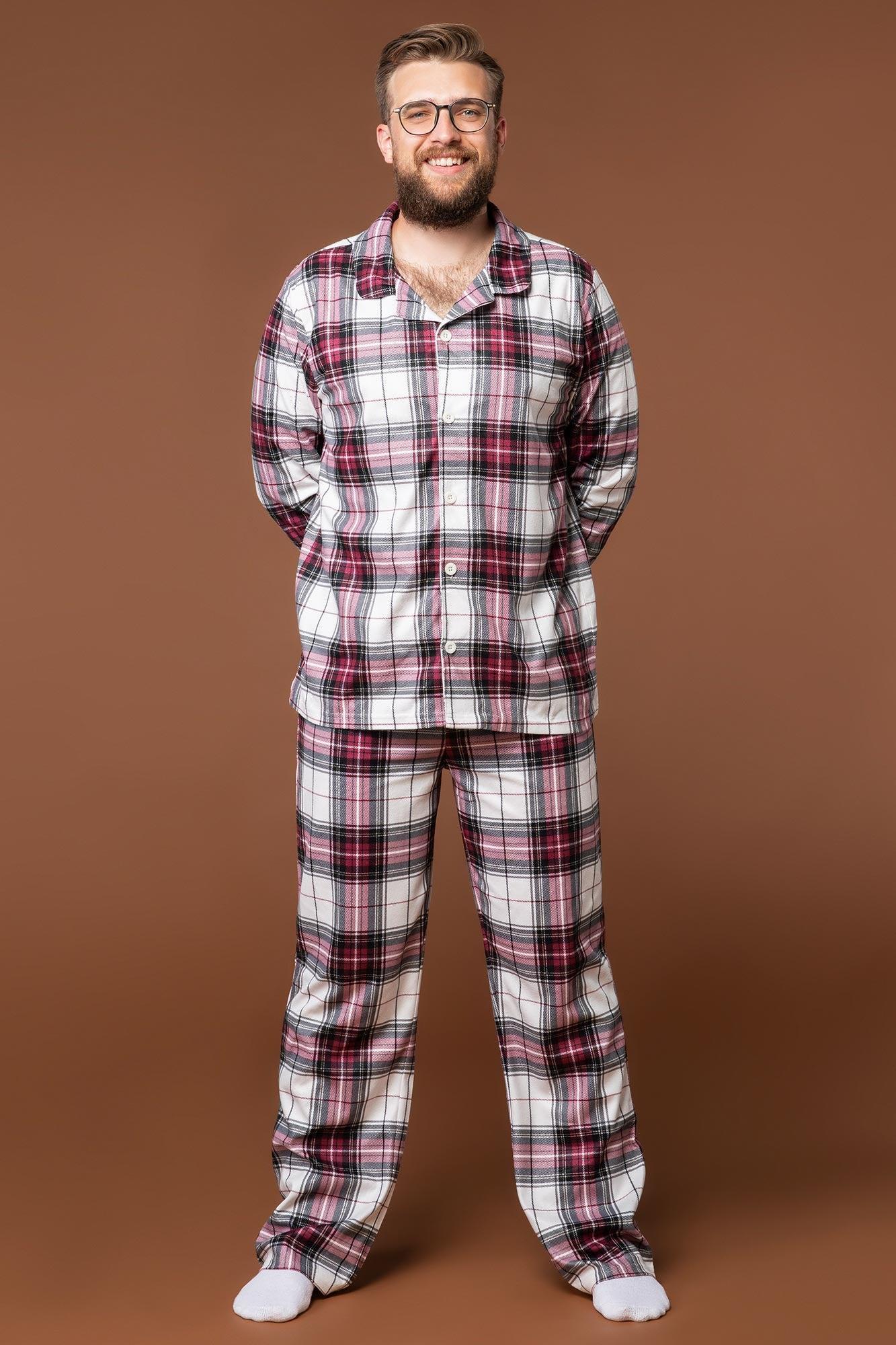 Mens Matching the Family Plaid Flannel 2 Piece Pajama Set Male Product Image