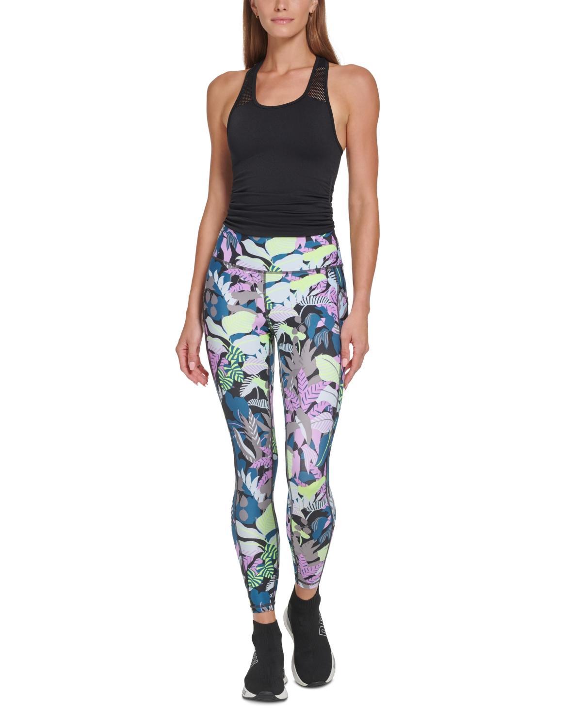 DKNY High-Waist 7/8 Tights w/ Pockets (Lake Blurred Lights) Women's Clothing Product Image