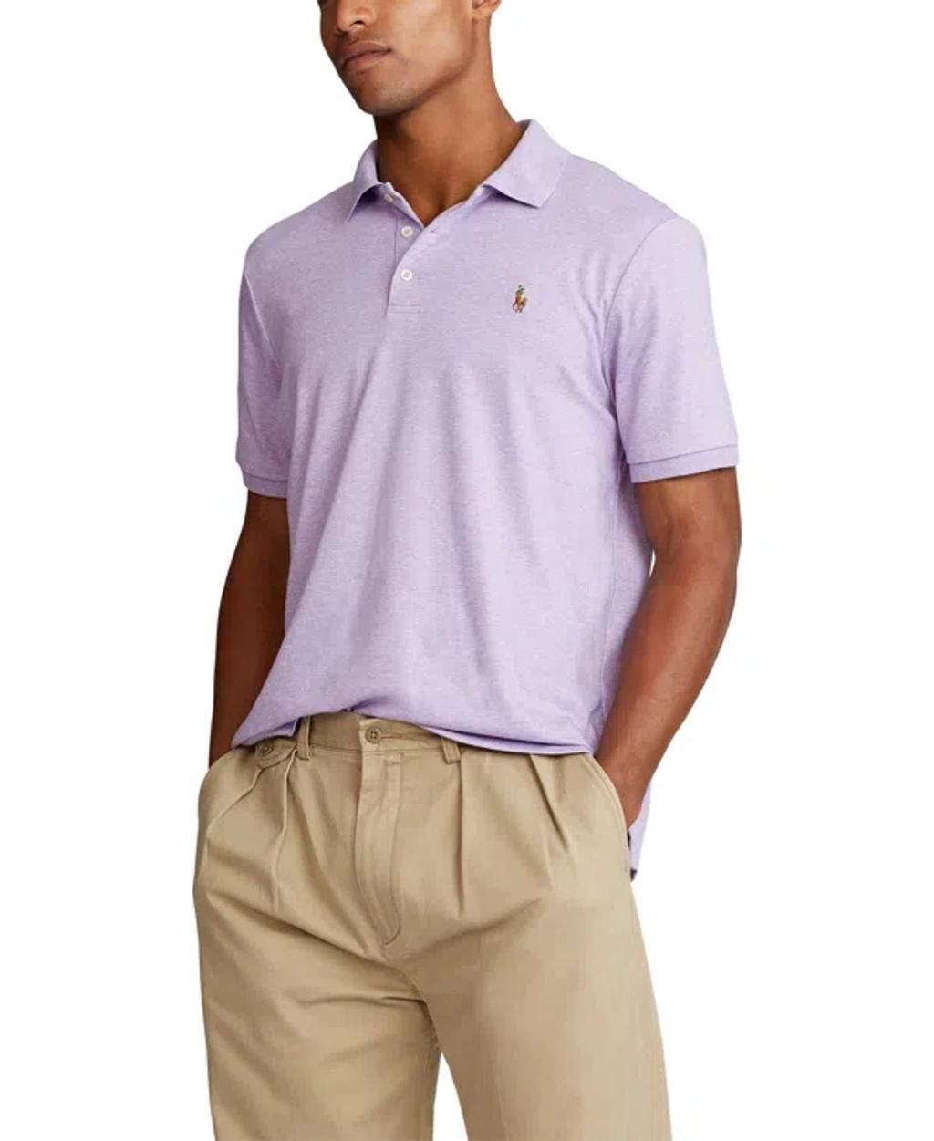 Men's Classic Fit Soft Cotton Polo In Pastel Purple Heather Product Image