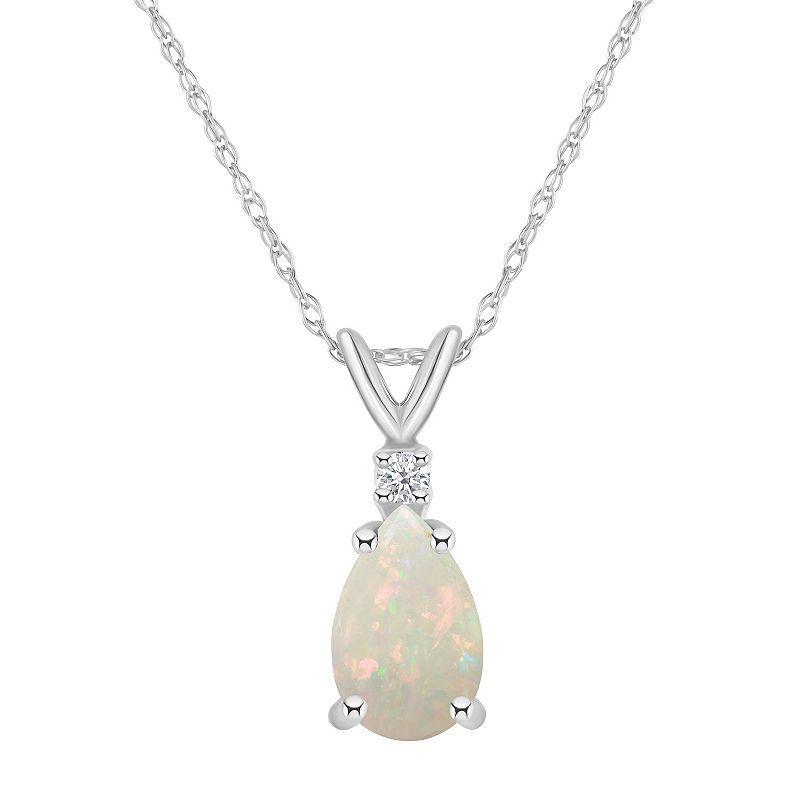 Celebration Gems 14k Gold Pear Shaped Peridot & Diamond Accent Pendant Necklace, Womens Product Image