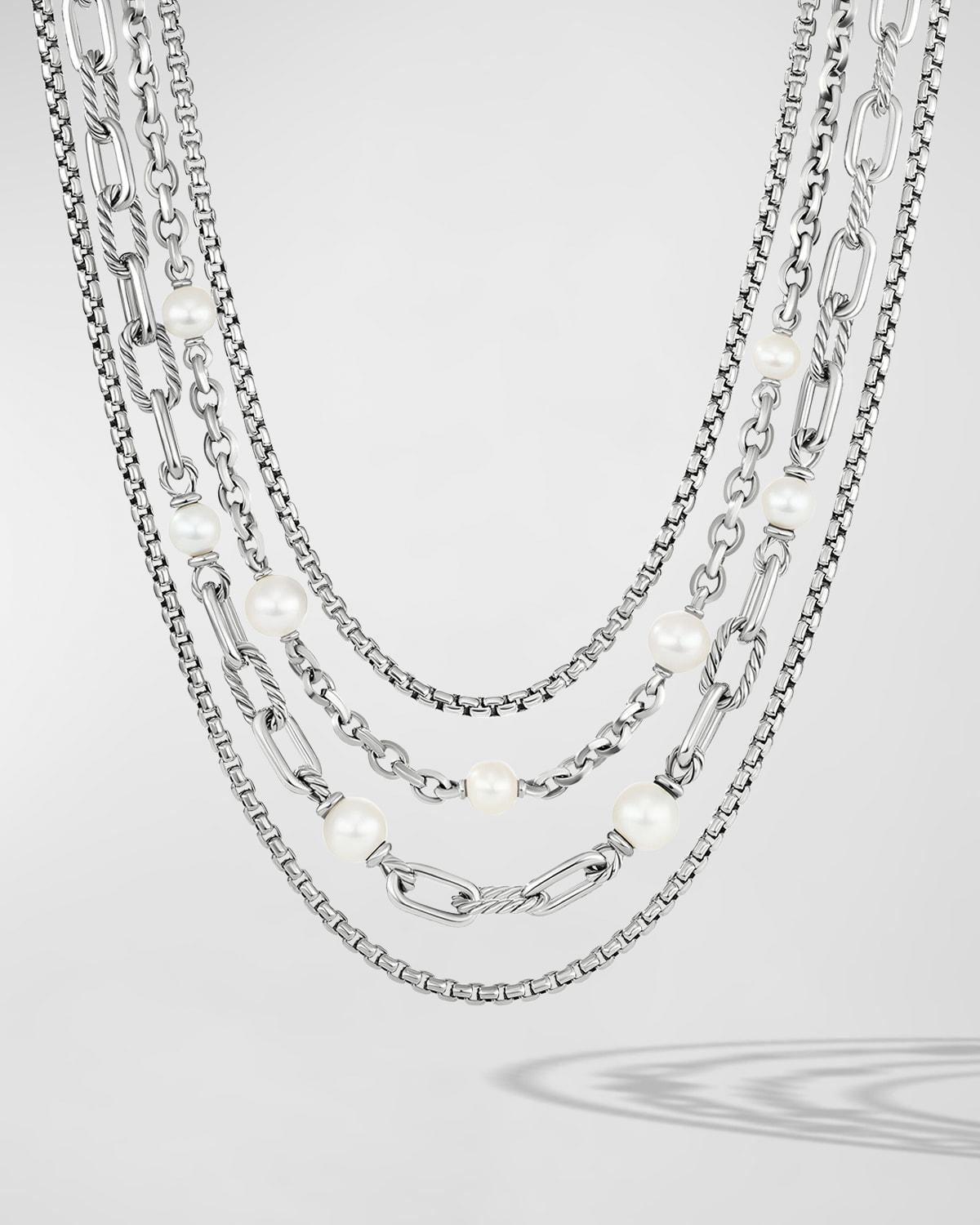 Womens DY Madison Pearl Multi-Row Chain Necklace In Sterling Silver Product Image