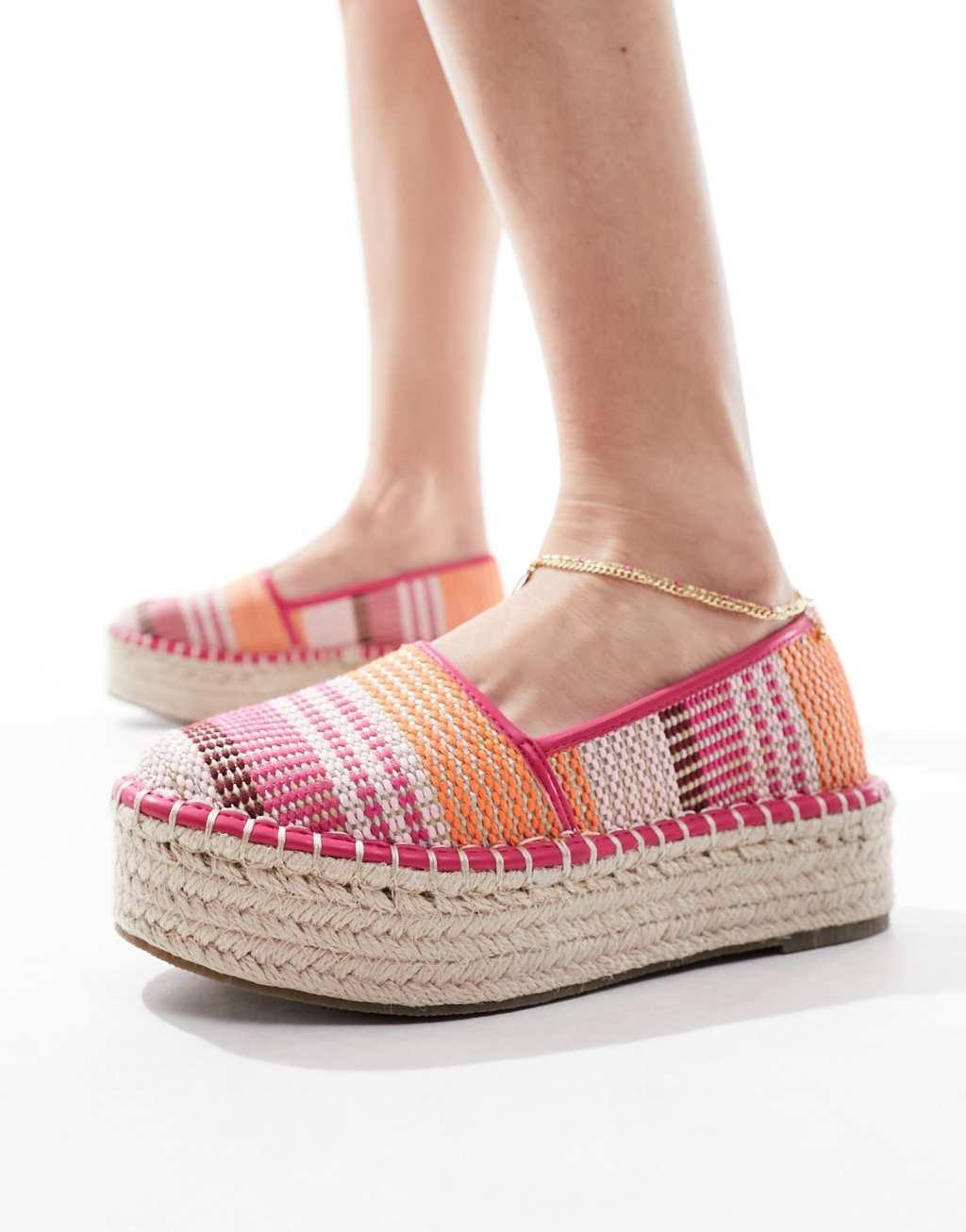 ASOS DESIGN Journal flatform espadrilles in multi Product Image