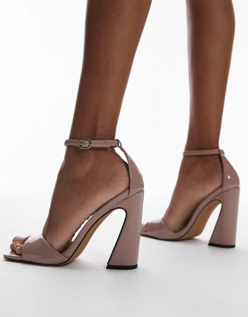 Topshop Fliss two part heeled sandal in blush Product Image