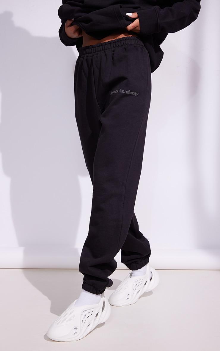 Premium Coal Black Sports Academy Puff Print Oversized Sweatpants Product Image