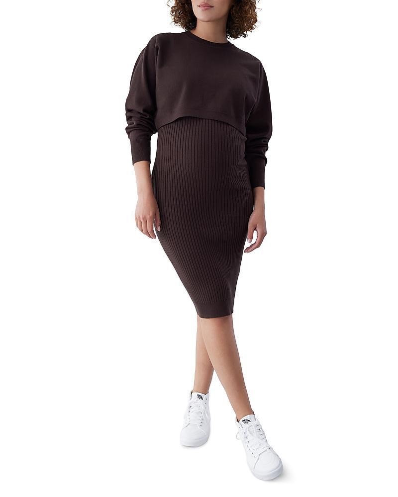 Ingrid & Isabel Side Ruched Long Sleeve Maternity Body-Con Dress Product Image