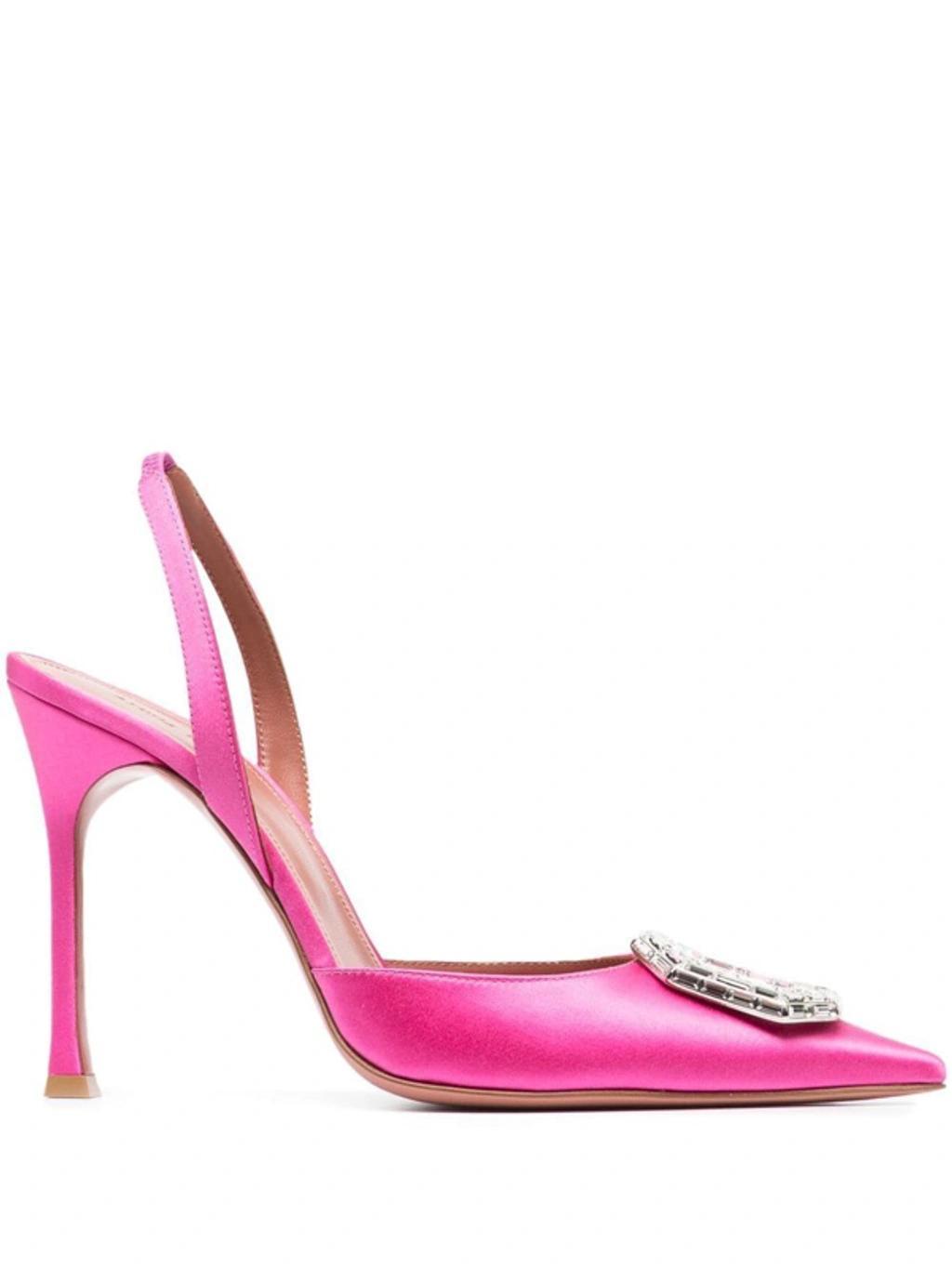 Camelia Crystal-embellished Satin Slingback Pumps In Pink Product Image