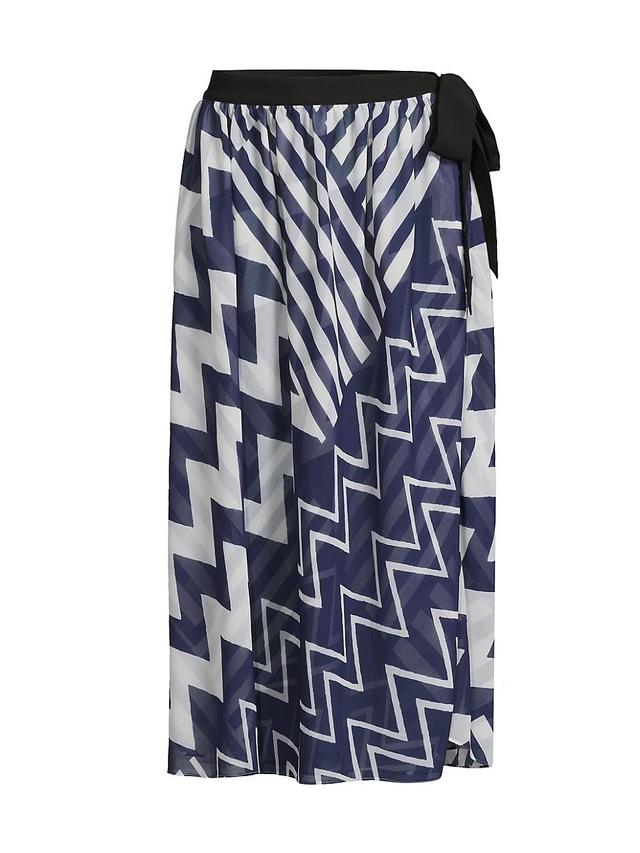 Womens Patchwork Chevron Cover-Up Midi-Skirt Product Image