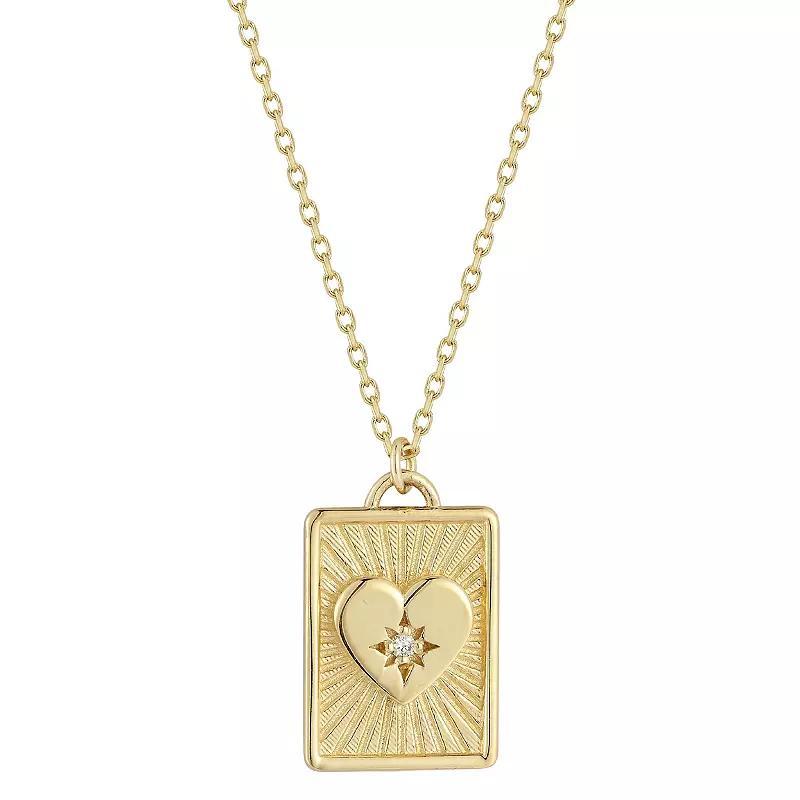 LUMINOR GOLD 14k Gold Diamond Accent Heart Tag Necklace, Womens Product Image