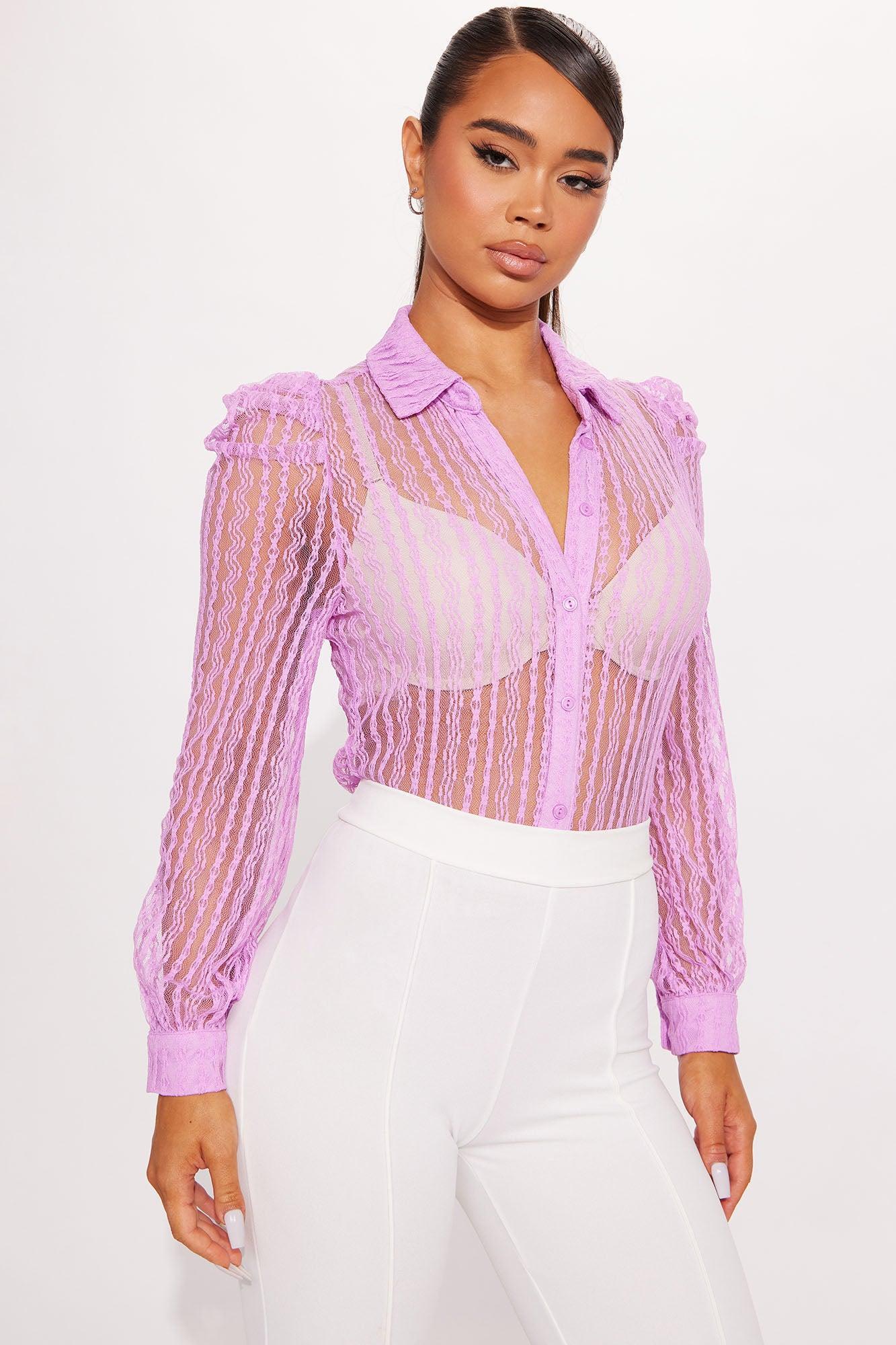 Penelope Sheer Bodysuit - Lavender Product Image