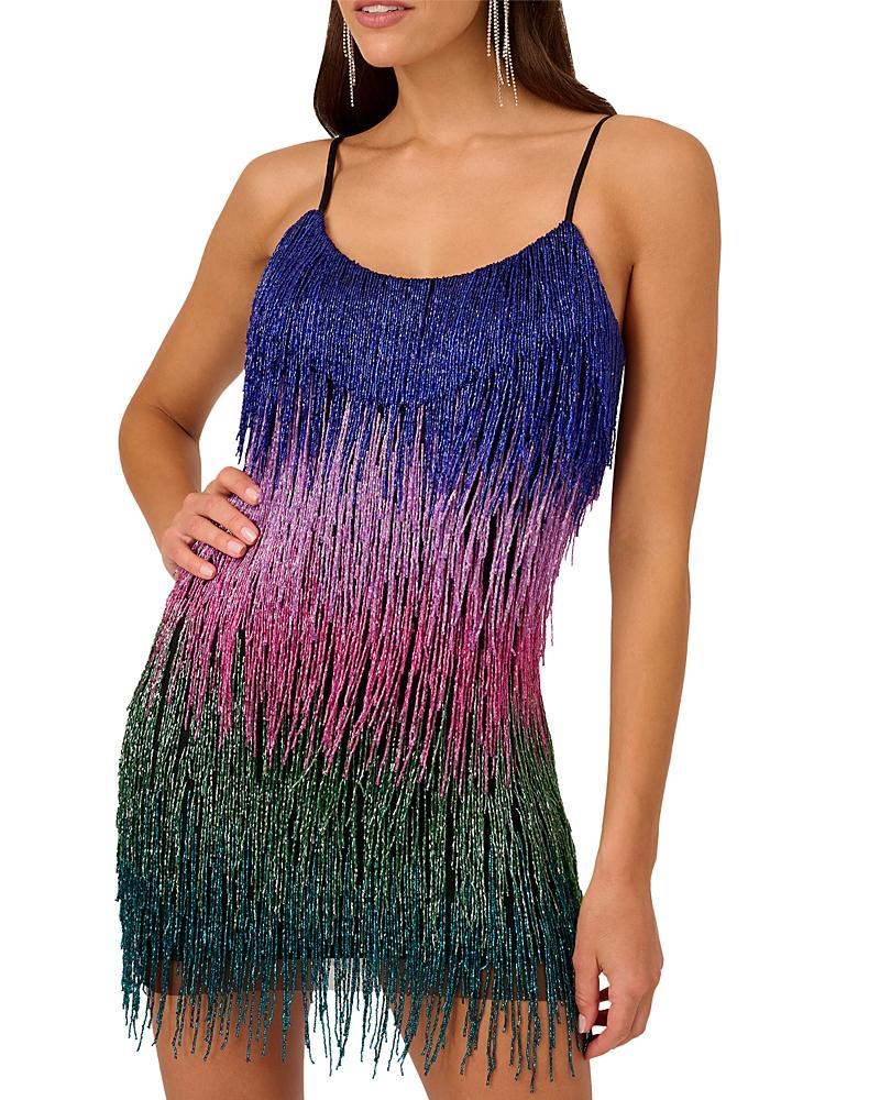 Womens Ombr Beaded Fringe Minidress Product Image