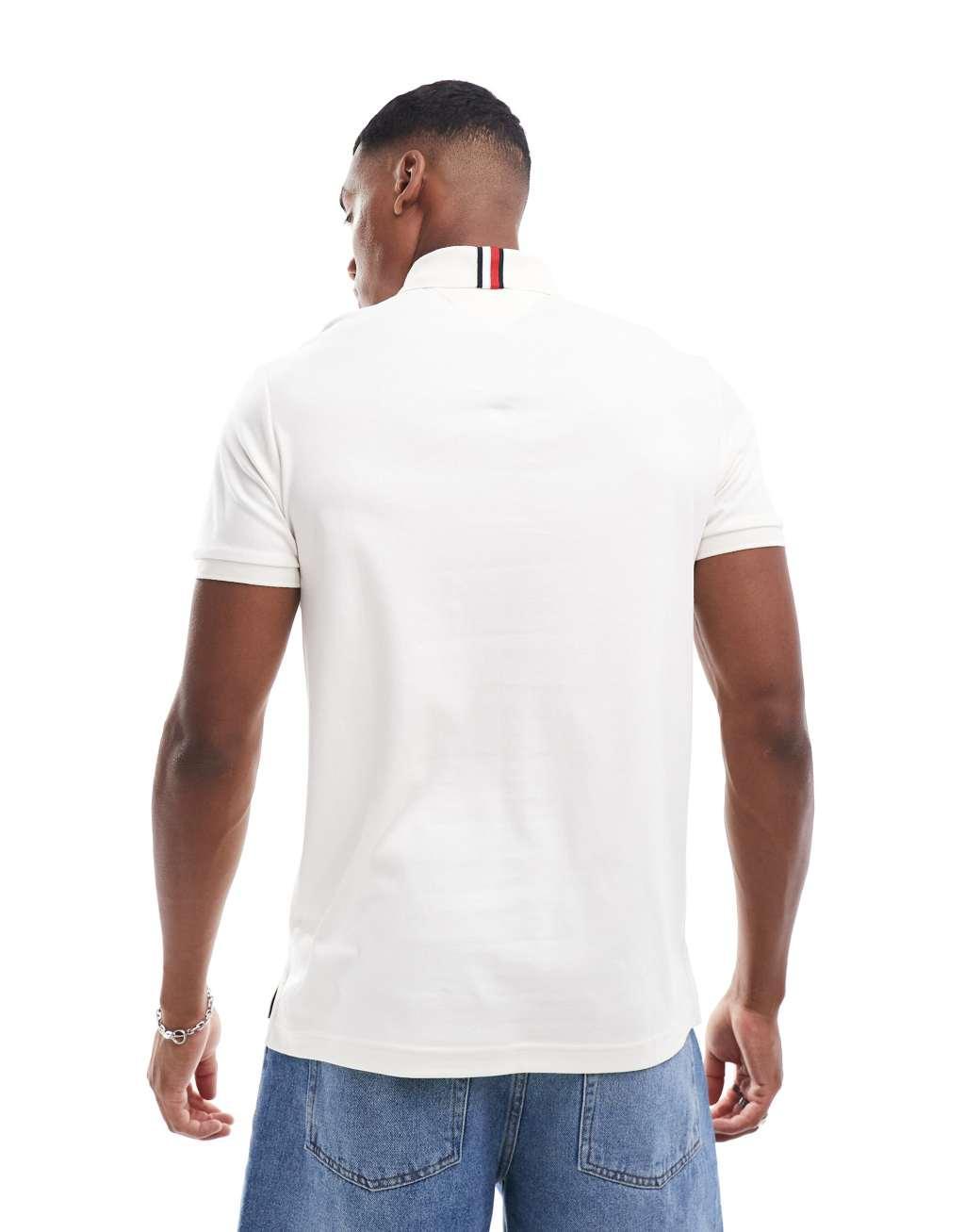 Tommy Hilfiger cotton essential polo shirt in ivory Product Image